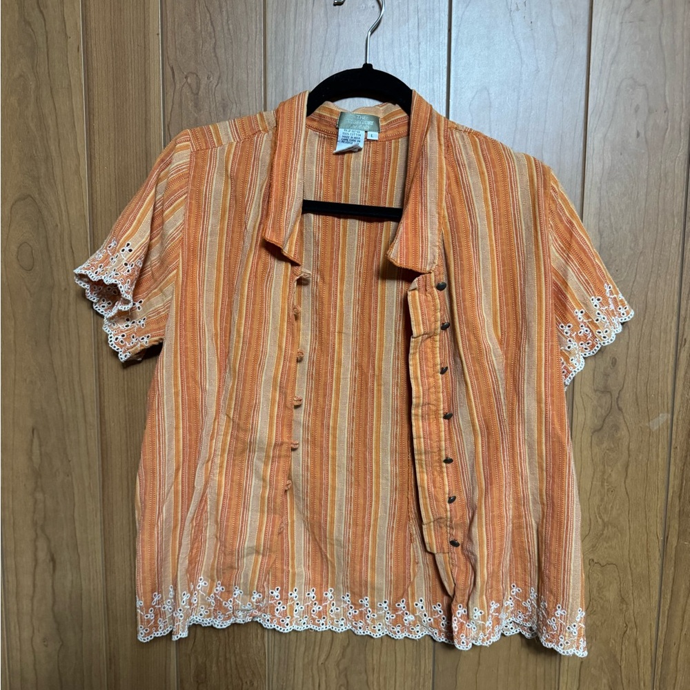 The Territory Ahead Orange and Cream Striped Top